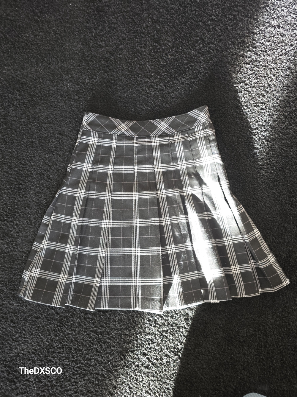 Dolls Kill Black and White Plaid Pleated Skater Skirt